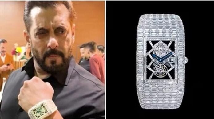 سلمان خان کی کلائی پر سیکڑوں ہیروں سے مزین گھڑی سلمان خان کی کلائی پر سیکڑوں ہیروں سے مزین گھڑی کی قیمت کیا ہے؟
